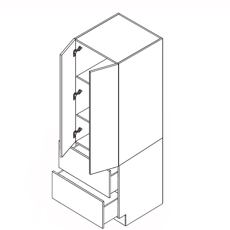 Domain Cabinets DB30(T)-FBS-IN Frameless 30" x 35" With 2 Doors and 2 Bottom Drawer Bella Slab Wood Double Pantry Cabinet