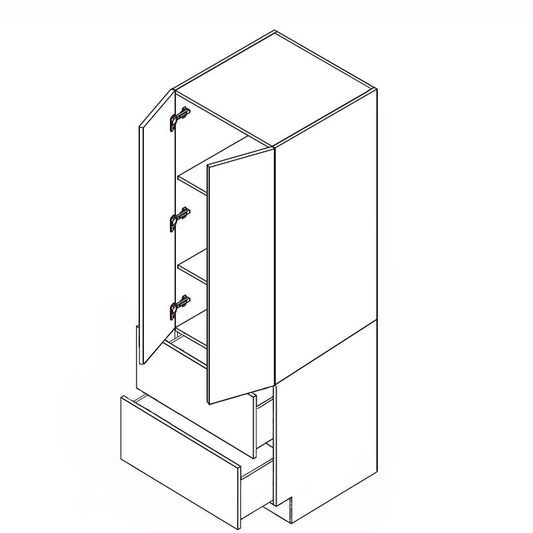 Domain Cabinets DB30(T)-FWG-IN Frameless 30" x 35" With 2 Bottom Drawers White Gloss Wooden Double Pantry Cabinet
