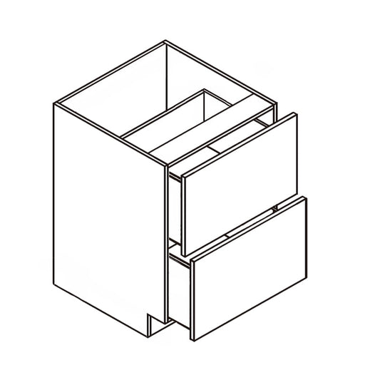 Domain Cabinets DB36-FWG-IN Frameless 36" x 35" With 2 Equal Drawers White Gloss Wooden Base Cabinet