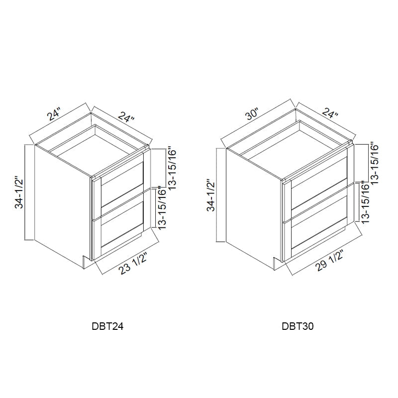 Domain Cabinets DBT24-SWS-NG Supreme 24" x 35" With 2 Drawers White Wooden Base Drawer Cabinet