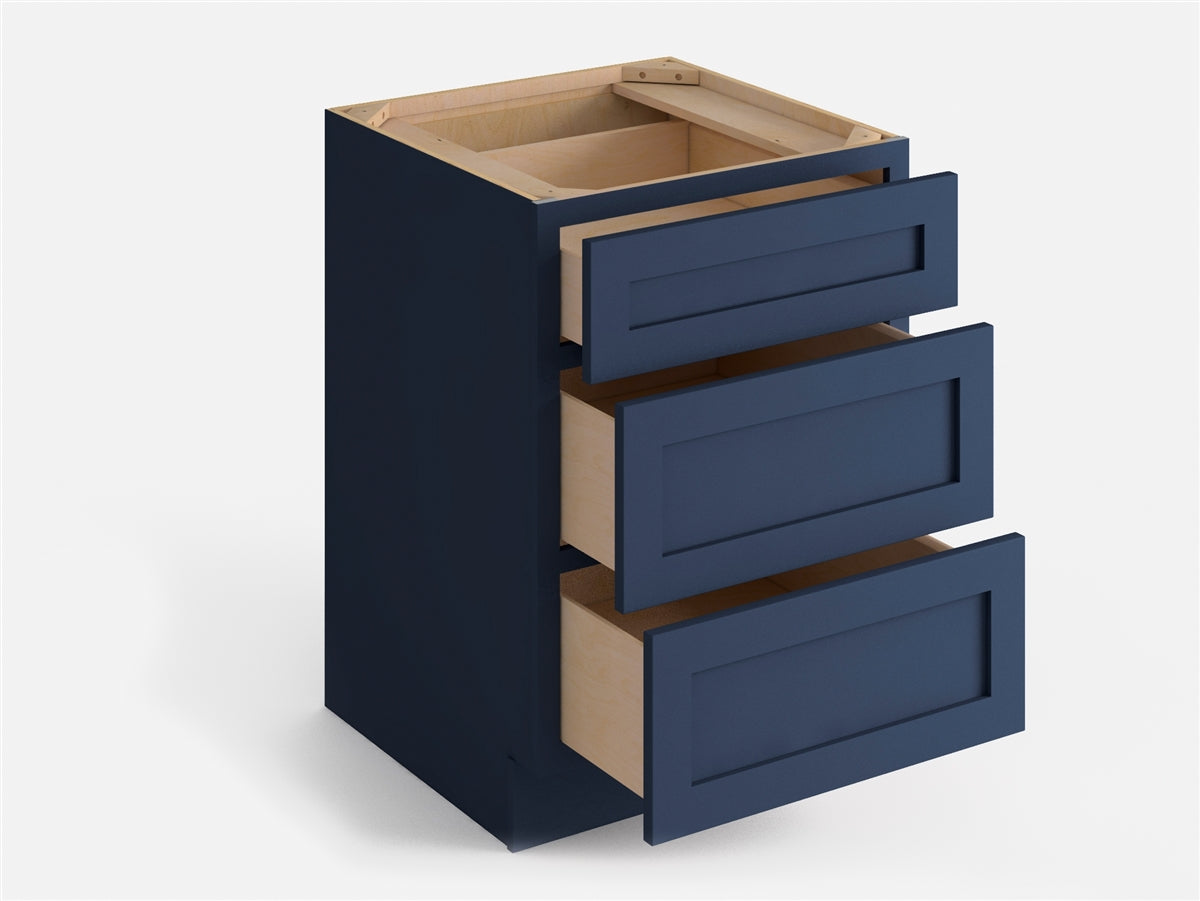 Domain Cabinets DC315-MBF-VW Valleywood 15" x 35" With 3 Drawers Marine Blue Wooden Base Cabinet