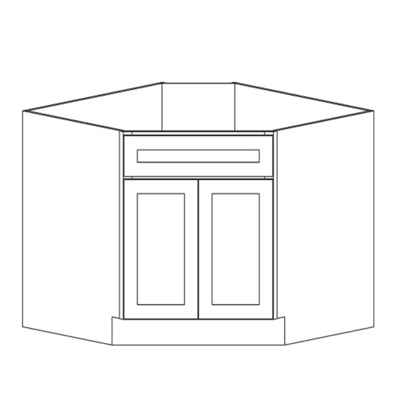 Domain Cabinets DCSB42-AIW-SD Alton 42" x 35" With 2 Doors Ivory White Wooden Diagonal Corner Sink Base Cabinet