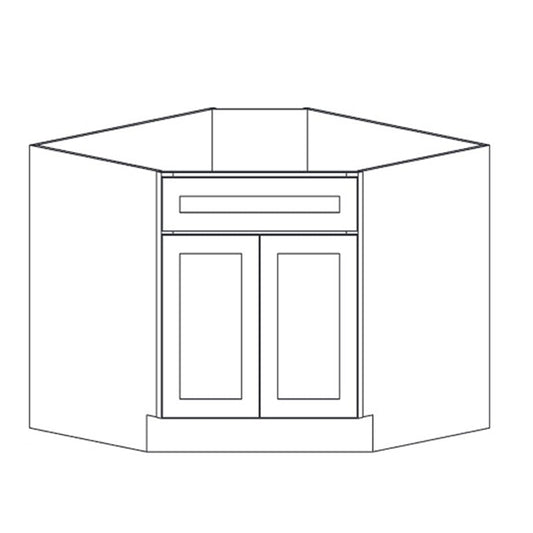 Domain Cabinets DCSB42-CSG-SD Coastal Shaker 42" x 35" With 2 Doors Gray Wooden Diagonal Corner Sink Base Cabinet