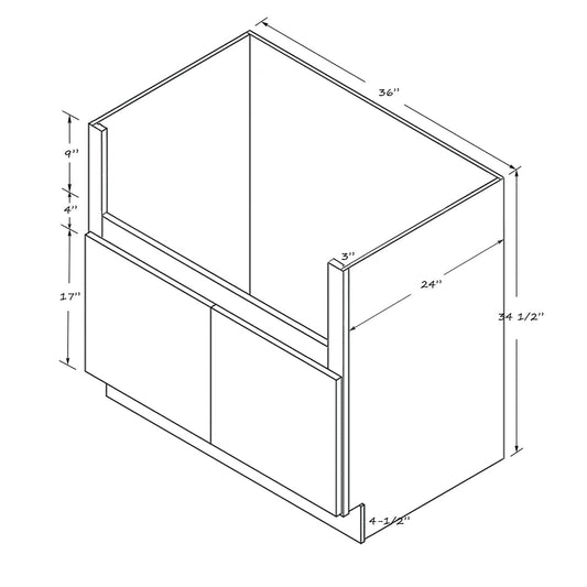 Domain Cabinets FSB36-AIW-SD Alton 36" x 35" With 2 Doors Ivory White Wooden Apron Sink Base Cabinet