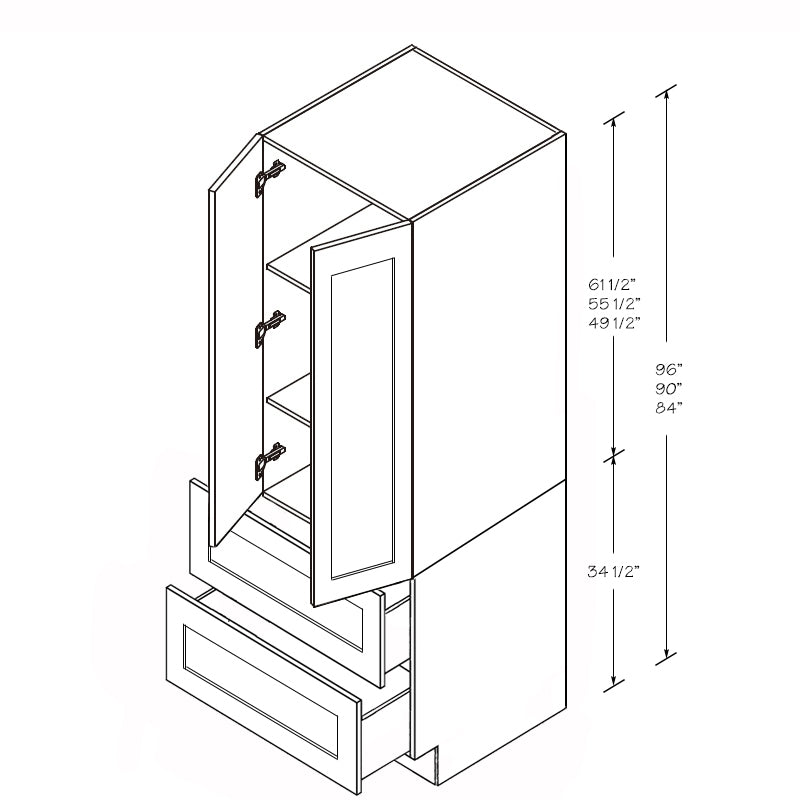 Domain Cabinets Jersey 30" x 35" White Wooden Shaker Wide Double Pantry Cabinet