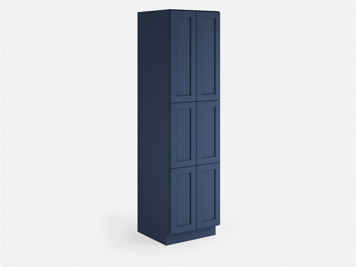 Domain Cabinets LC2496-MBF-VW Valleywood 24" x 96" With 4 Doors and 4 Shelves Marine Blue Wooden Double Pantry Cabinet