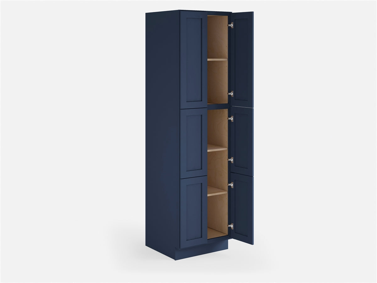 Domain Cabinets LC2496-MBF-VW Valleywood 24" x 96" With 4 Doors and 4 Shelves Marine Blue Wooden Double Pantry Cabinet