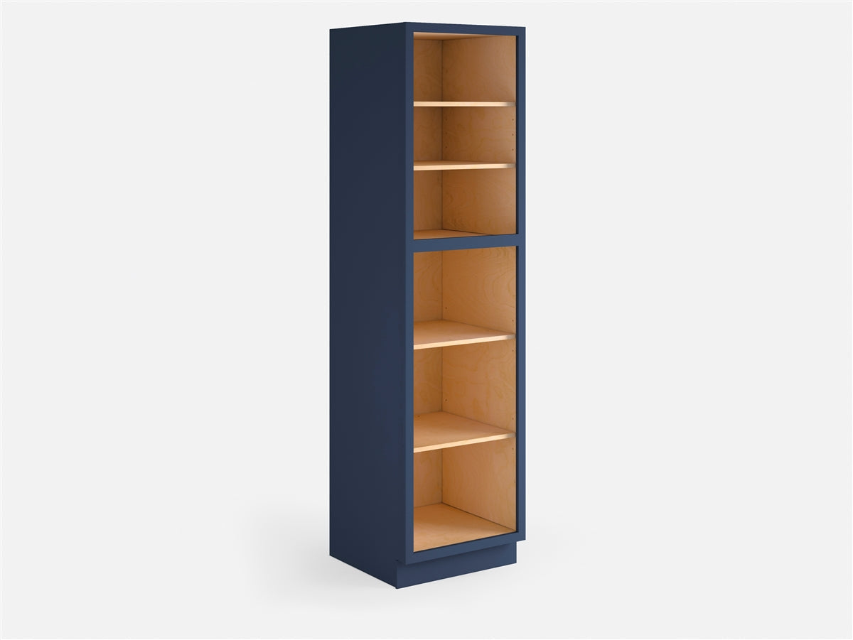 Domain Cabinets LC3084-MBF-VW Valleywood 30" x 84" With 4 Doors and 4 Shelves Marine Blue Wooden Double Pantry Cabinet