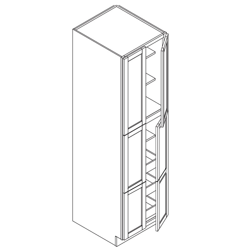 Domain Cabinets LC3096-SFPW-VW Valleywood 30" x 96" With 4 Doors and 3 Shelves White Wooden Double Pantry Cabinet