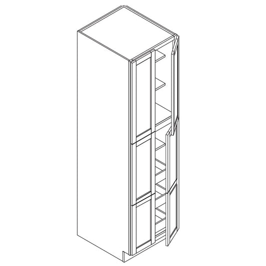 Domain Cabinets LC3096-SFPW-VW Valleywood 30" x 96" With 4 Doors and 3 Shelves White Wooden Double Pantry Cabinet