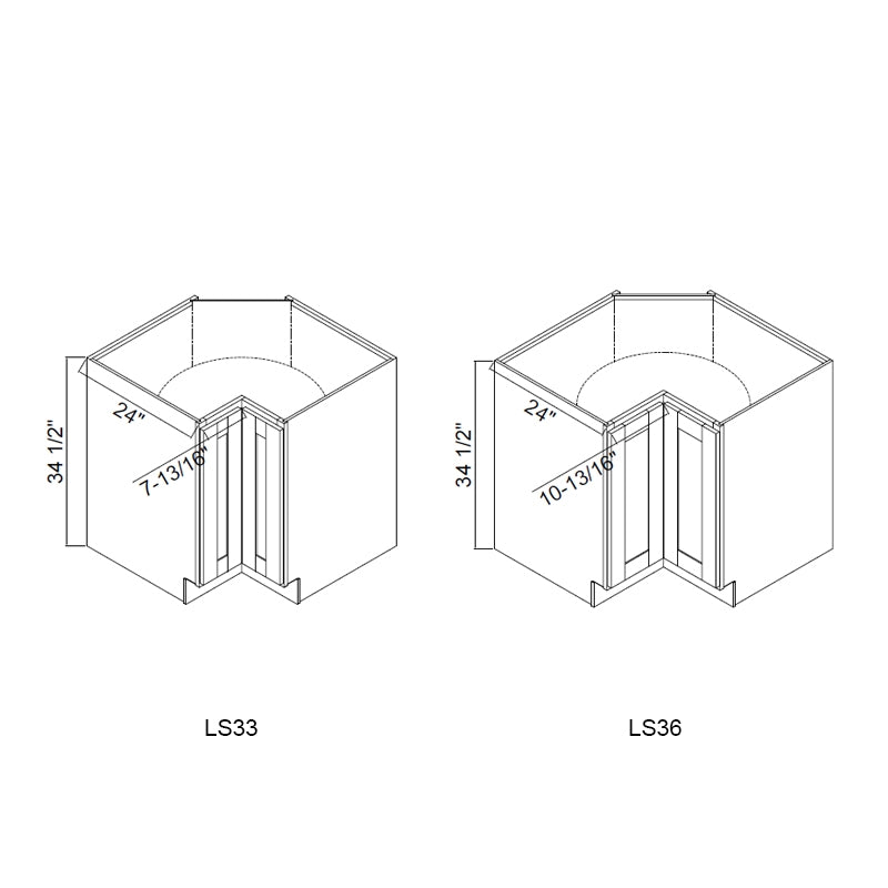 Domain Cabinets LS36-EBS-NG Elegant Shaker 36" x 35" With 1 Folding Door Black Wooden Lazy Susan Base Cabinet
