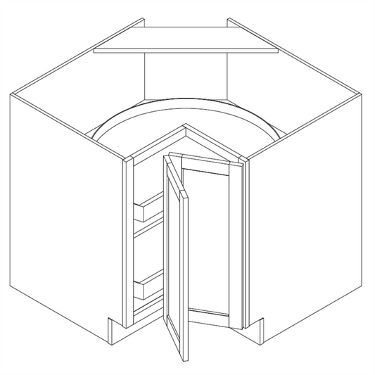 Domain Cabinets LS36-EWS-NG Elegant Shaker 36" x 35" With 1 Folding Door White Wooden Lazy Susan Base Cabinet