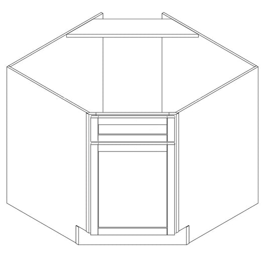 Domain Cabinets NCSB36-VWA-NG Havana 36" x 35" With 1 Door Walnut Brown Wooden Diagonal Corner Sink Base