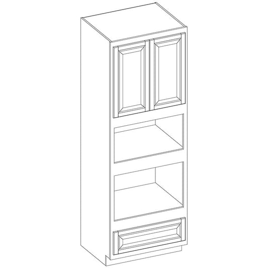 Domain Cabinets OC2895D/O-AMO-BK American 28" x 95" With 2 Doors and 1 Shelf Oak Wooden Double Oven Cabinet