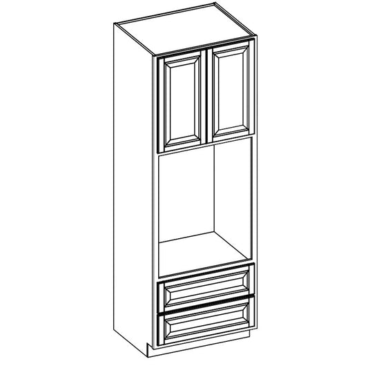 Domain Cabinets OC3183S/O-AMO-BK American 31" x 83" With 2 Doors and 2 Drawers Oak Wooden Single Oven Cabinet