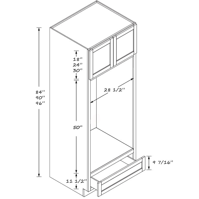 Domain Cabinets OC31.596D-MAW-BC Magnolia 32" x 96" With 2 Doors Antique White Wooden Oven Cabinet