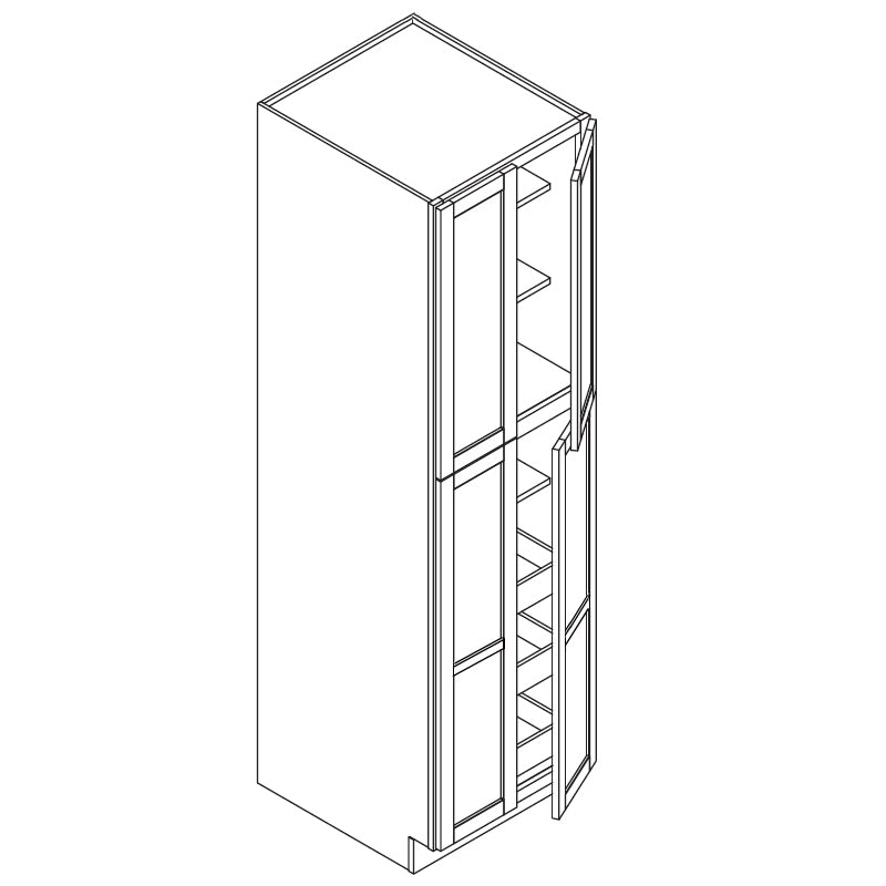 Domain Cabinets PC3096-KGS-BC Kingston 30" x 96" With 4 Doors and 6 Shelves Gray Wooden Double Pantry Cabinet