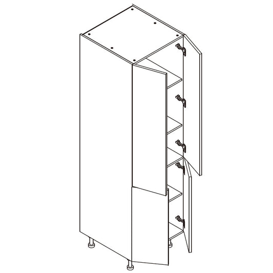 Domain Cabinets PC3096-WNT-UN Walnut Slab 30" x 96" With 4 Doors and 3 Shelves Brown Wooden Double Pantry Cabinet