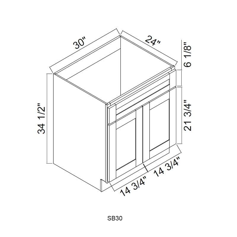 Domain Cabinets SB30-VBL-NG Havana Blanco 30" x 35" With 2 Doors White Wooden Sink Base Cabinet