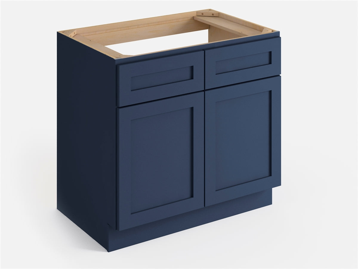 Domain Cabinets SB36-MBF-VW Valleywood 36" x 35" With 2 Doors Marine Blue Wooden Sink Base Cabinet