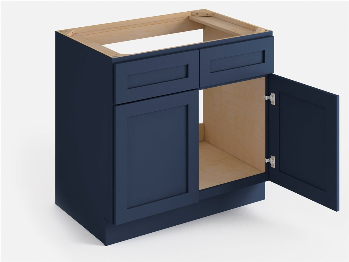 Domain Cabinets SB36-MBF-VW Valleywood 36" x 35" With 2 Doors Marine Blue Wooden Sink Base Cabinet