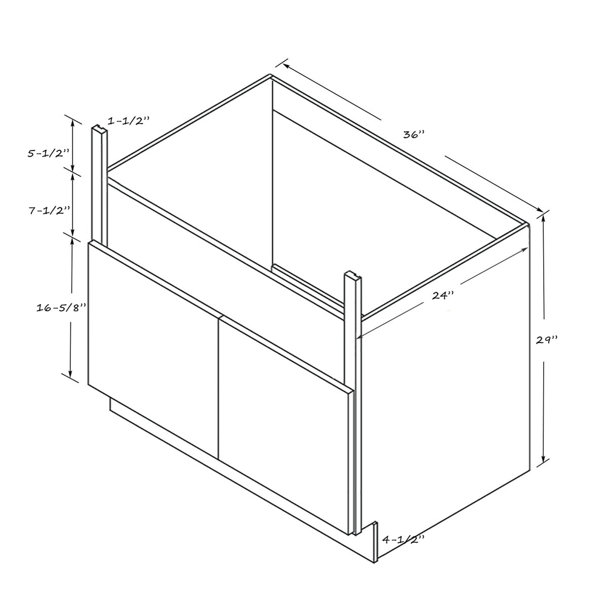 Domain Cabinets SBA36-MBF-VW Valleywood 36" x 35" With 2 Doors Marine Blue Wooden Apron Sink Base Cabinet