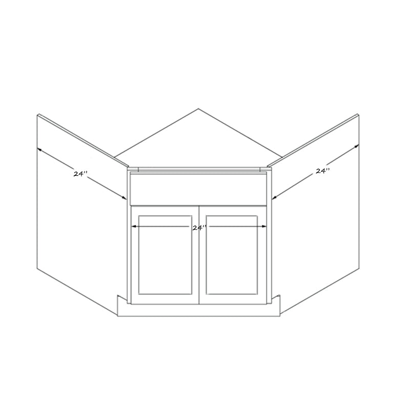 Domain Cabinets SBC41 -MAW-IN Malibu 41" x 35" With 2 Doors Antique White Wooden Diagonal Corner Sink Base Cabinet