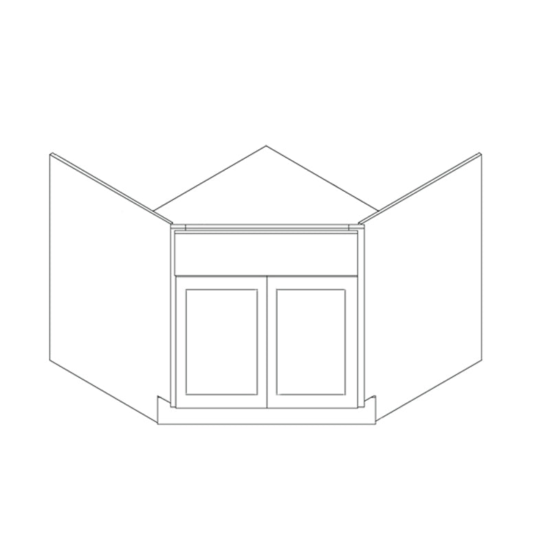 Domain Cabinets SBC41 -MGS-IN Malibu 41" x 35" With 2 Doors and 1 Drawer Gray Wooden Diagonal Corner Base Sink