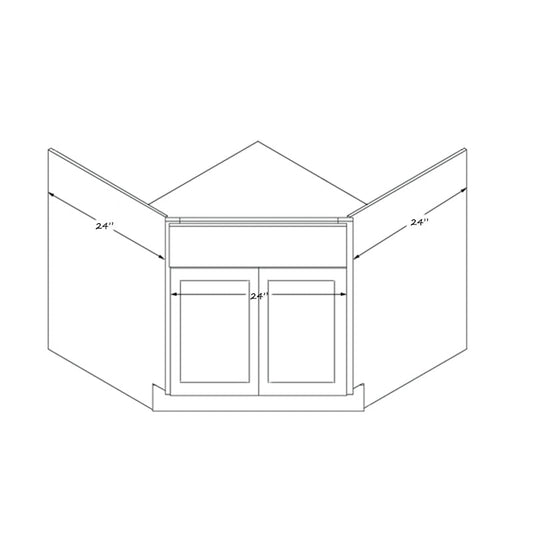 Domain Cabinets SBC41 -MGS-IN Malibu 41" x 35" With 2 Doors and 1 Drawer Gray Wooden Diagonal Corner Base Sink