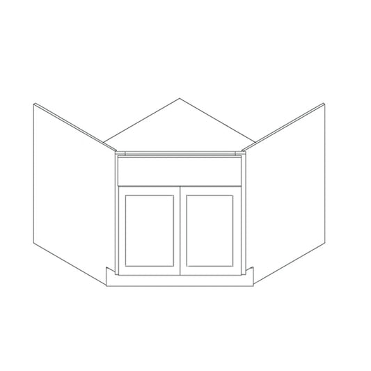 Domain Cabinets SBC41-MWS-IN Malibu 41" x 35" With 2 Doors White Wooden Diagonal Corner Base Cabinet