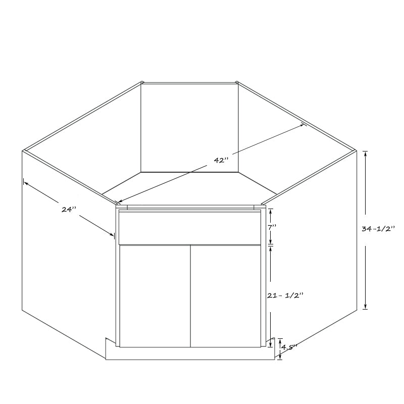 Domain Cabinets SBCD42-SFPG-VW Valleywood Shaker 42" x 35" With 2 Doors Gray Wooden Diagonal Corner Sink Base