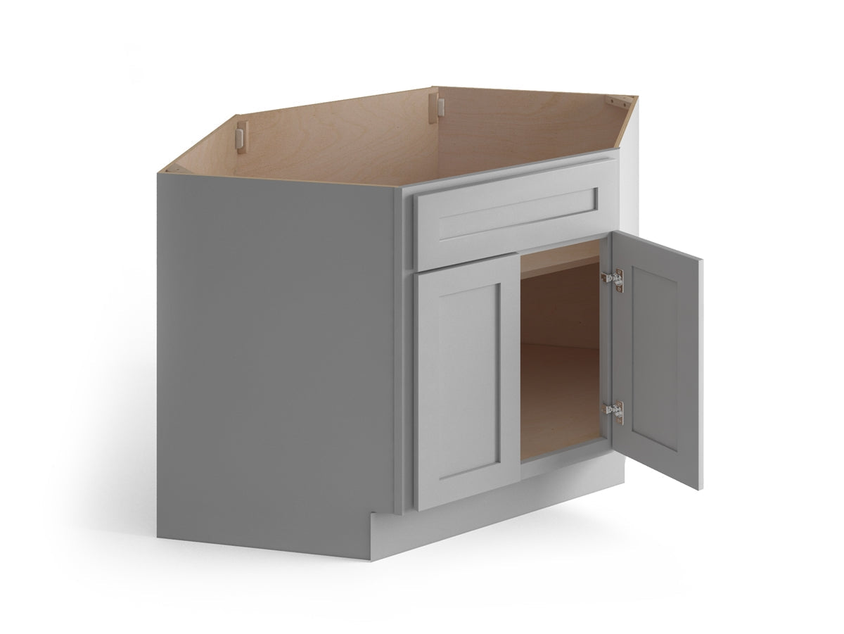 Domain Cabinets SBCD42-SFPG-VW Valleywood Shaker 42" x 35" With 2 Doors Gray Wooden Diagonal Corner Sink Base