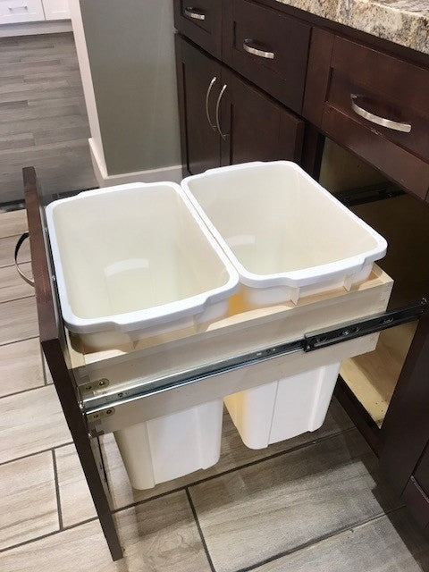 Domain Cabinets TB18-KWS-BC Kingston 18" x 35" With 2 Drawers White Wooden Trash Pullout Drawer Cabinet