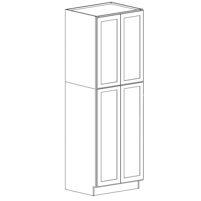 Domain Cabinets U303024-CPW-SD Charleston 30" x 30" With 2 Doors and 2 Shelves Pure White Wooden Top Double Pantry Cabinet