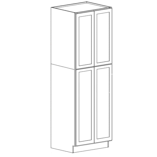 Domain Cabinets U304224-CSG-SD Coastal Shaker 30" x 42" With 2 Doors and 2 Shelves Gray Wooden Top Double Pantry Cabinet
