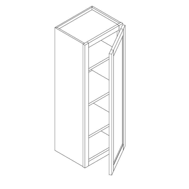 Domain Cabinets W1242-KGS-BC Kingston 12" x 42" With 1 Door and 3 Shelves Gray Wooden Wall Cabinet