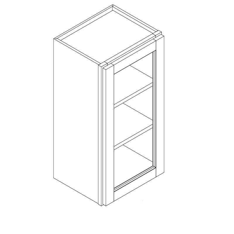 Domain Cabinets W1536G-VFG-PD Vista 15" x 36" With 1 Glass Door and 2 Shelves Frameless Gray Wooden Wall Cabinet