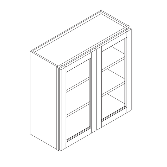 Domain Cabinets W2436G-VFG-PD Vista 24" x 36" With 2 Glass Door and 2 Shelves Frameless Gray Wooden Wall Cabinet