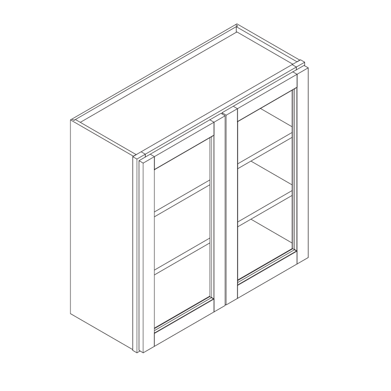 Domain Cabinets W3636G-VFG-PD Vista 36" x 36" With 2 Glass Door and 2 Shelves Frameless Gray Wooden Wall Cabinet