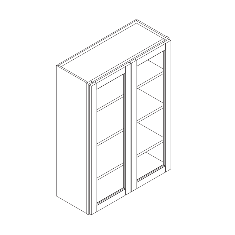 Domain Cabinets W3642G-VFG-PD Vista 36" x 42" With 2 Glass Door and 3 Shelves Frameless Gray Wooden Wall Cabinet