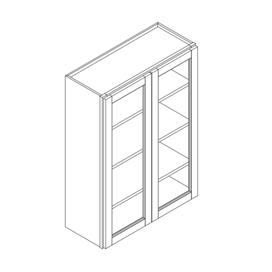 Domain Cabinets W3642G-VFG-PD Vista 36" x 42" With 2 Glass Door and 3 Shelves Frameless Gray Wooden Wall Cabinet
