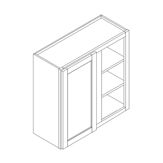 Domain Cabinets WBC2730-AIW-SD Alton 27" x 30" With 1 Door and 2 Shelves Ivory White Wooden Wall Blind Corner Cabinet
