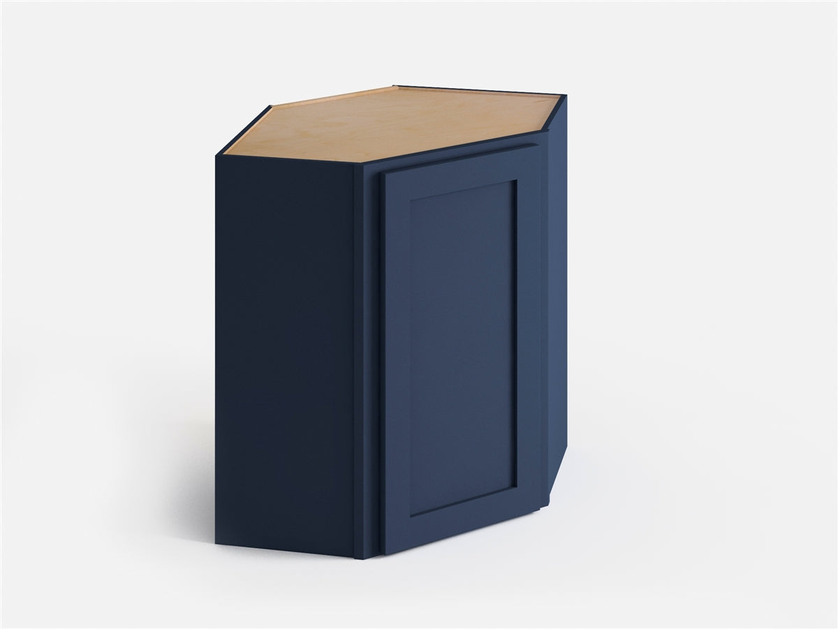 Domain Cabinets WD2430-MBF-VW Valleywood 24" x 30" With 1 Door and 2 Shelves Marine Blue Wooden Wall Diagonal Corner Cabinet