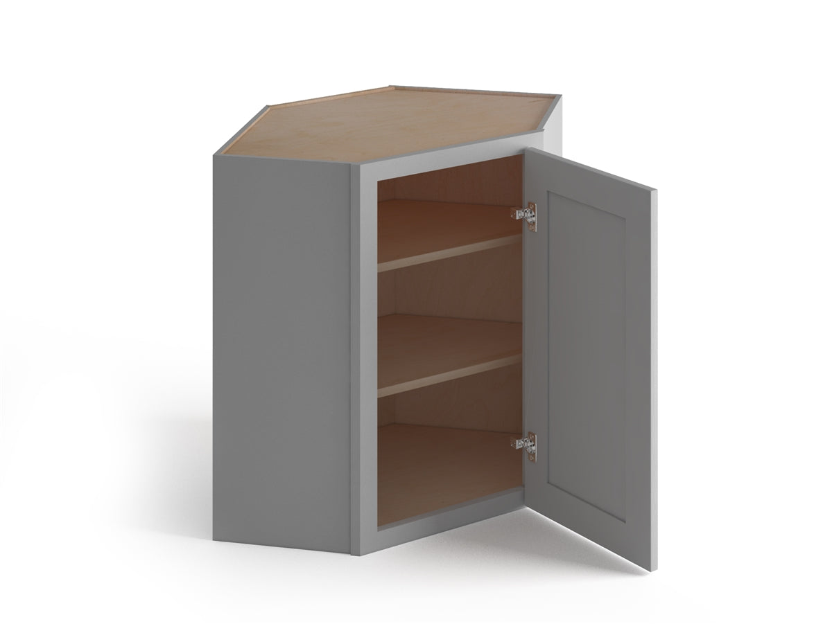 Domain Cabinets WD2430-SFPG-VW Valleywood Shaker 24" x 30" With 1 Door and 2 Shelves Gray Wooden Wall Diagonal Corner Cabinet