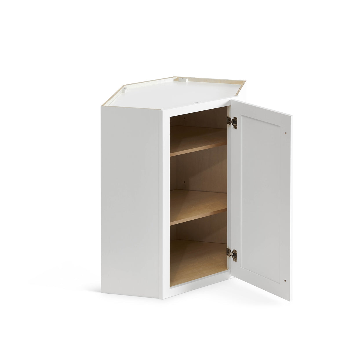 Domain Cabinets WD2430-SFPW-VW Valleywood 24" x 30" With 1 Door and 2 Shelves White Wooden Wall Diagonal Corner Cabinet