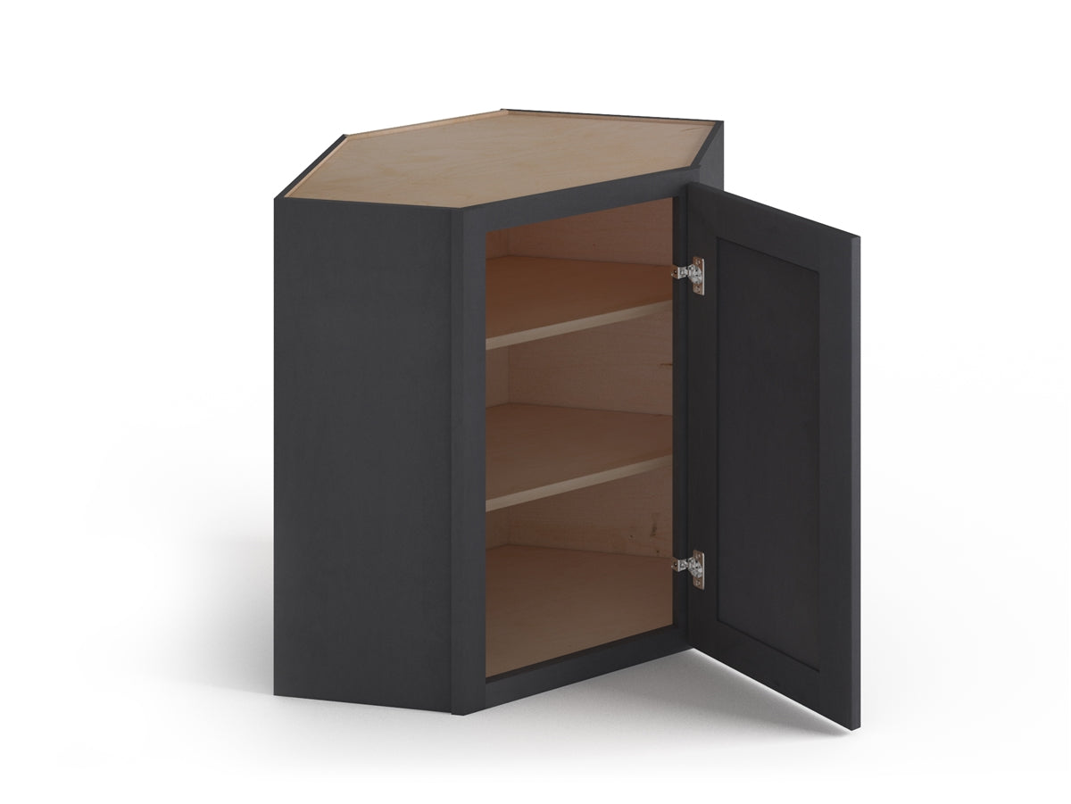 Domain Cabinets WD2430-VIG-VW Valleywood 24" x 30" With 1 Door and 2 Shelves Dusky Gray Wooden Wall Diagonal Corner Cabinet