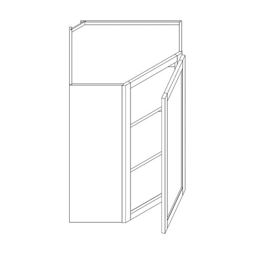 Domain Cabinets WD2436-SFPG-VW Valleywood Shaker 24" x 36" With 1 Door and 2 Shelves Gray Wooden Wall Diagonal Corner Cabinet