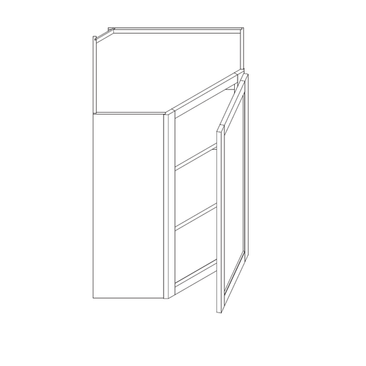 Domain Cabinets WD2436-SFPW-VW Valleywood 24" x 36" With 1 Door and 2 Shelves White Wooden Wall Diagonal Corner Cabinet