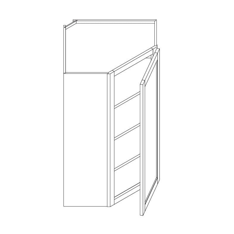 Domain Cabinets WD2436-VIG-VW Valleywood 24" x 36" With 1 Door and 2 Shelves Dusky Gray Wooden Wall Diagonal Corner Cabinet