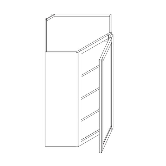 Domain Cabinets WD274215-MBF-VW Valleywood 27" x 42" With 1 Door and 2 Shelves Marine Blue Wooden Wall Diagonal Corner Cabinet